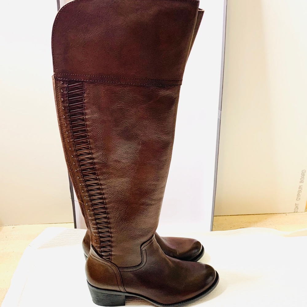 Vince Camuto Brilley OTK Boot Sz 8.5 Brown Leather